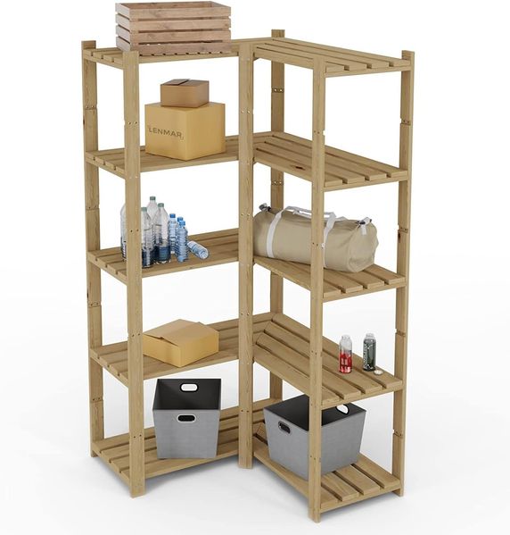 Lenmar Serie B Holzregal, Kiefer, Holz, Hellbeige, B-20 170 x 80 x 40 cm, 5 Böden, Bücherregal, Holzregal, Standregal, Wandregal, Regal mit 5 Böden, Büroregal, für Wohnzimmer, Lagerregal