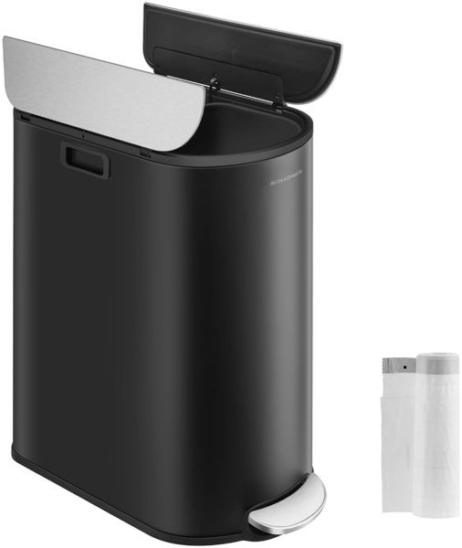 Songmics Mülleimer Küche, Mülltrennsystem 2 Fächer, 30 L und 20 L