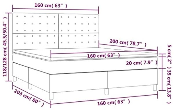 vidaXL Boxspringbett mit Matratze Schwarz 160x200 cm Stoff 3142107 Bild 3