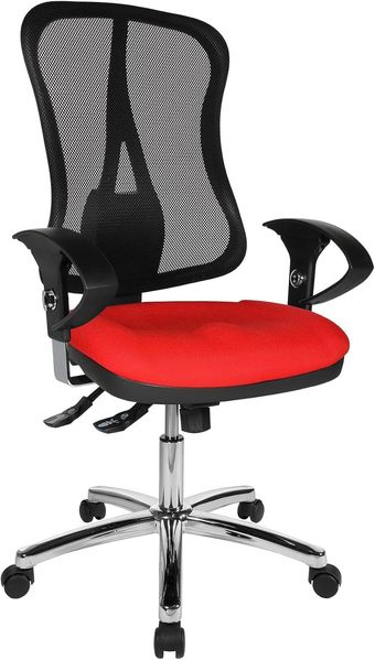 Topstar Head Point SY Deluxe, ergonomischer Bürostuhl, Schreibtischstuhl, inkl. Armlehnen, Stoff, rot/schwarz