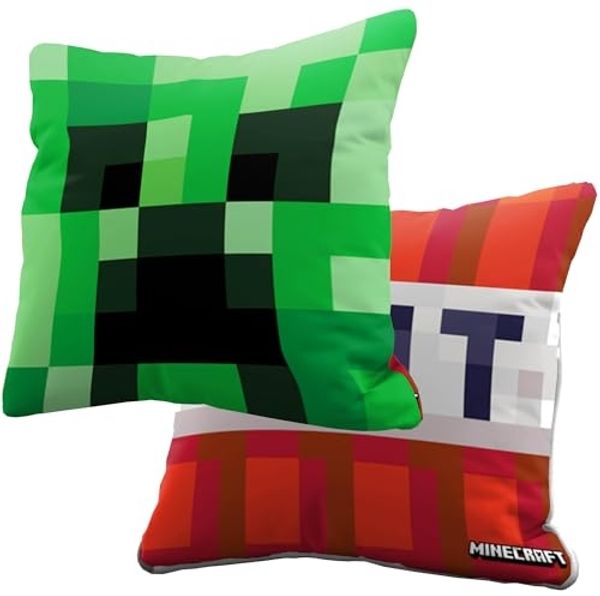 BERONAGE Dekokissen Minecraft Kissen Creeper & TNT 40x40 cm Kuschelkissen Sofakissen, passend zur Bettwäsche, ideal für Sofa, Couch, Kinder-Bett, Auto