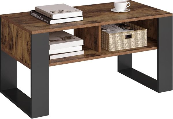 Woltu Wohnzimmertisch (1-St), modern, Couchtisch, 2 offene Fächer