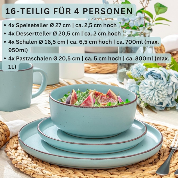 SÄNGER Steingut Geschirrset Bombay Breeze 16 teilig für 4 Personen Bild 2