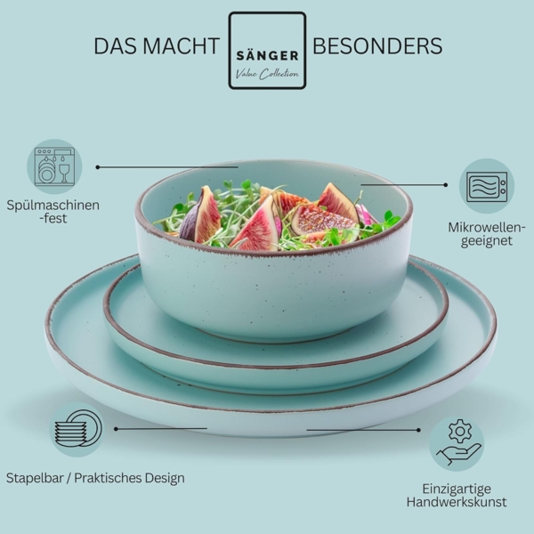 SÄNGER Steingut Geschirrset Bombay Breeze 16 teilig für 4 Personen Bild 4
