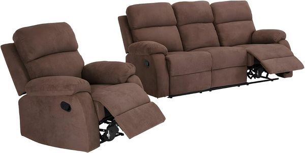 Vente-unique - TOLZANO Couchgarnitur mit Sessel Stoff Braun - B 96 cm x H 100 cm x L 201 cm91 cm