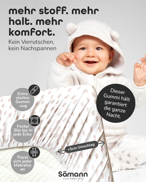 Sämann Spannbettlaken 60x120 cm Jersey grau Bild 5