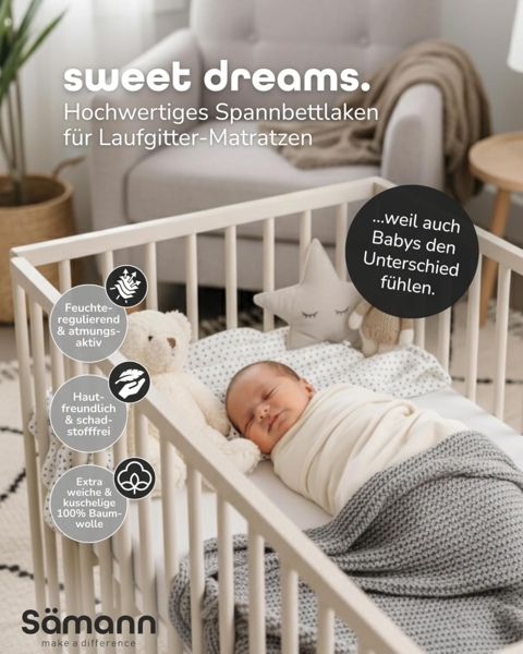 Sämann Spannbettlaken 60x120 cm Jersey grau Bild 2