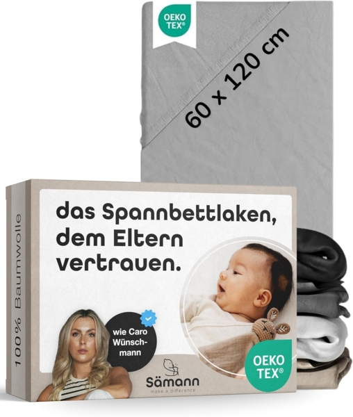 Sämann Spannbettlaken 60x120 cm Jersey grau Bild 1