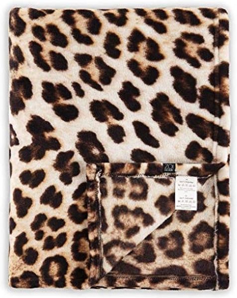Zo! Home Microfaser-Flausch-Decke Kuscheldecke Plaid 140x200 cm Leopard brown