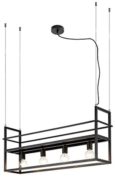 Lindby Hängeleuchte Grisela, Metall, Schwarz IP20, 4 x 60 W