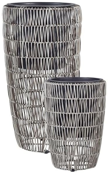 Set mit 2 Blumentöpfen CHELONE PE Rattan 26 34 cm Braun