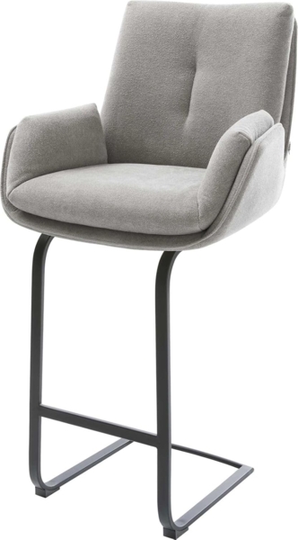 Barstuhl Clea-Flex Strukturstoff Soft Grau Freischwinger Flach Metall