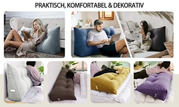 VERCART Keilkissen, Grau, Leinenmischung, 50 x 20 x 120 cm Bild 3