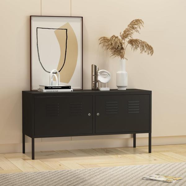 Sideboard Pyhtää 118x40x60cm Stahl Schwarz [en. casa]