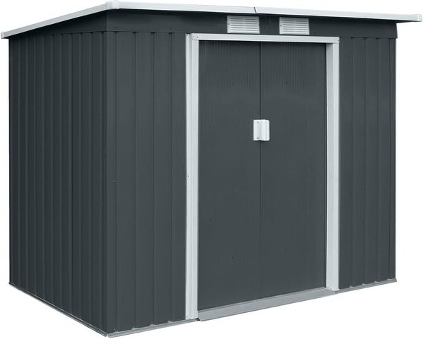 HATTORO P100 Metall Gerätehaus Geräteschuppen Garten Schuppen Gartenhaus Grau