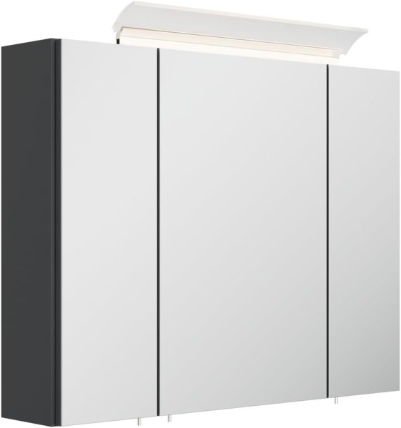 Spiegelschrank 80cm inkl. Design LED-Lampe und Glasböden grafit : Grafit