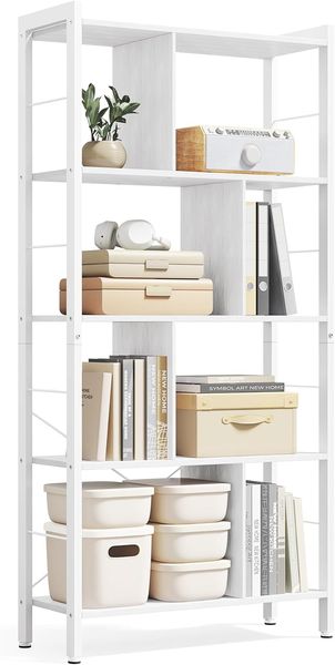 Vasagle Regal, Bücherregal, Büroregal mit 5 Ebenen, Standregal, Aufbewahrungsregal, groß, Metallgestell