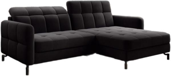 Designer Sofa Loria mit Schlaf- und Klappfunktion Schwarz Rechts