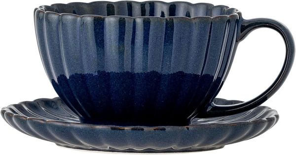 BLOOMINGVILLE Latina Tasse mit Untertasse Blau Steingut