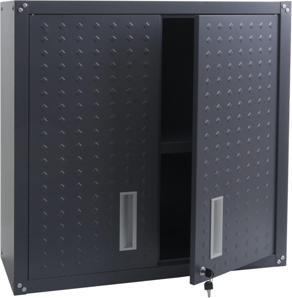 Hängeschrank HWC-O52, Wandschrank Lagerschrank Bücherschrank, abschließbar Stahl 77x77x31cm ~ dunkelgrau