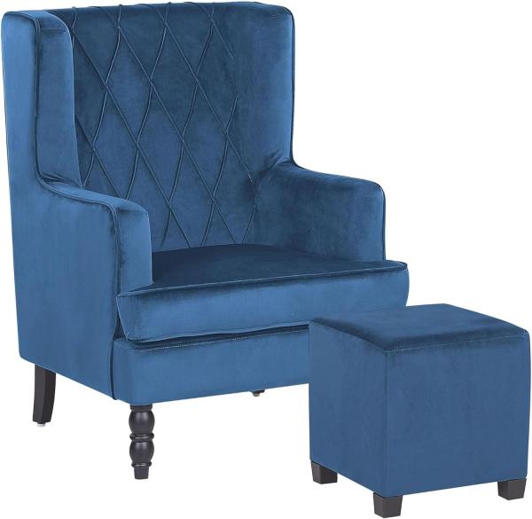 Sessel Samtstoff blau plus Hocker SANDSET