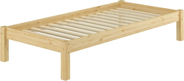 Erst-Holz Einzelbett natur, 100x200 cm, Kiefer massiv, inkl. Rollrost