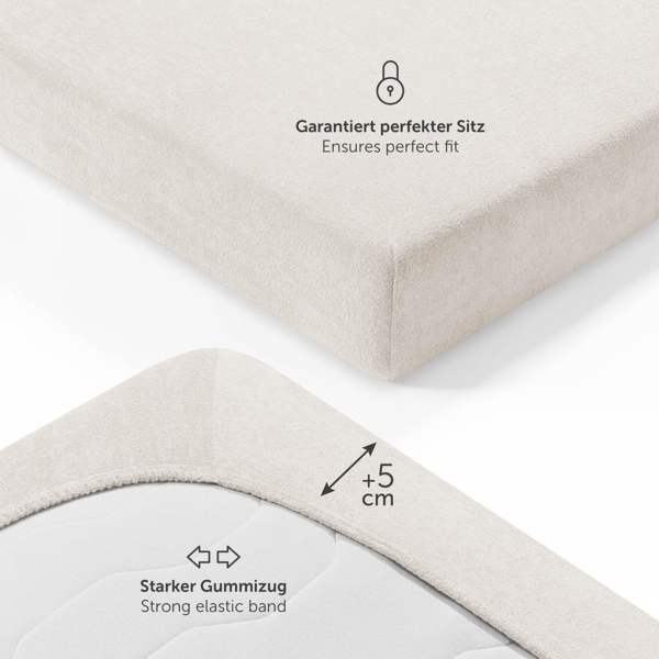 Blumtal Spannbettlaken Frottee Spannbettlaken Bettlaken, Frottee, Gummizug: rundum, (2 Stück), wärmend bis 25cm Matratzenhöhe, Premium Qualität 170 g/m² Bild 3