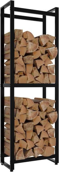 CLP Kaminholzregal Morson, BxTxH:50x25x150 cm, Holzständer aus pulverbeschichtetem Stahl