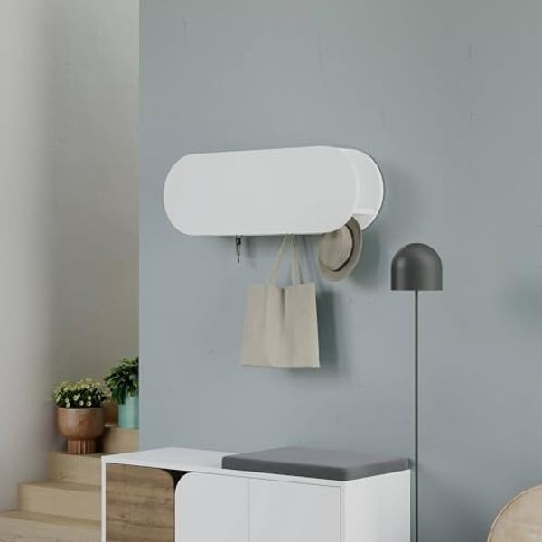 Dmora Wandgarderobe Hestia Weiß 6 Haken zur Wandmontage