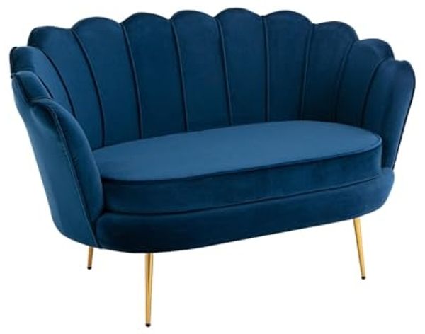 Vente-unique - DANDELION Sofa SamtStoff Blau - B 73 cm x H 78 cm x L 124 cm