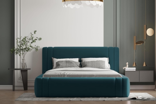 Polsterbett ROLF 120x200 mit Matratze, Bettkasten und Lattenrost. Farbe: VELUTTO 36