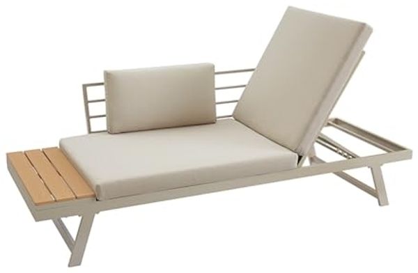 riess-ambiente Loungesofa MODULAR MIAMI 230cm champagner greige - Aluminium, WPC, wetterfest, Einzelartikel 1 Teile, Outdoor-Liege · Balkon/Terrasse/Garten · verstellbares Kopfteil