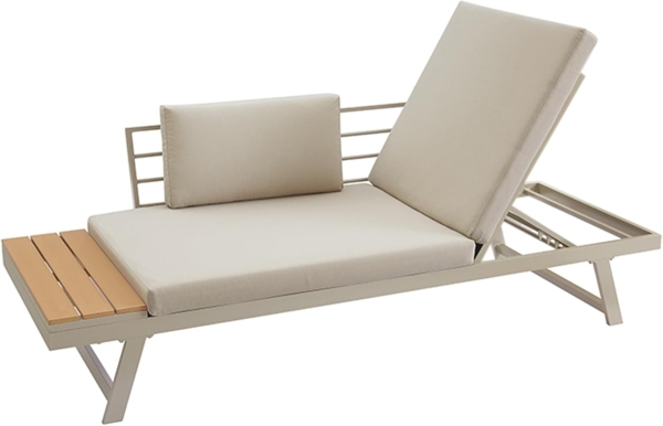 riess-ambiente Loungesofa MODULAR MIAMI 230cm champagner greige · wetterfeste Outdoor-Liege, Einzelartikel 1 Teile, Balkon/Terrasse/Garten · Aluminium & WPC · verstellbares Kopfteil