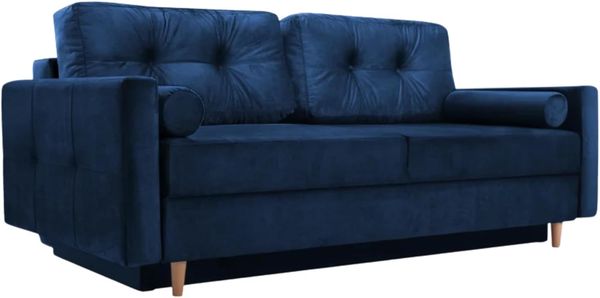 Fabryka Mebli Idźczak Schlafsofa Sofa Pastella Couch Ausklappbares Schlaffunktion Bettkasten - Kissen Bettzeugbehälter Hilfsautomat Wohnzimmer, Gästezimmer Modern Design (Kronos 09 Blau), pastelle