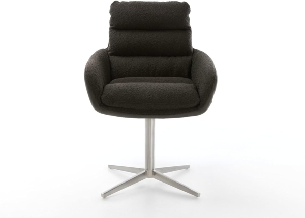 Drehstuhl Abelia-Flex mit Armlehnen Materialmix Schwarz Fußkreuz Edelstahl 360° drehbar Bild 3