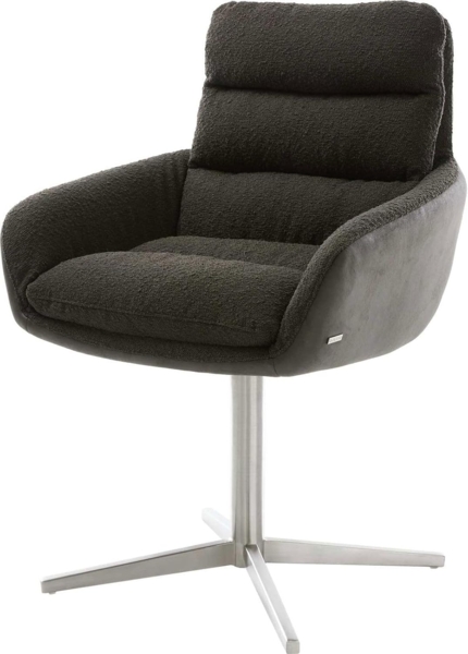 Drehstuhl Abelia-Flex mit Armlehnen Materialmix Schwarz Fußkreuz Edelstahl 360° drehbar Bild 1
