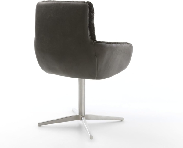 Drehstuhl Abelia-Flex mit Armlehnen Materialmix Schwarz Fußkreuz Edelstahl 360° drehbar Bild 6