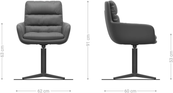 Drehstuhl Abelia-Flex mit Armlehnen Materialmix Schwarz Fußkreuz Edelstahl 360° drehbar Bild 7