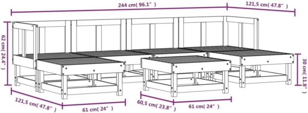 vidaXL 7-tlg. Garten-Lounge-Set Weiß Massivholz Kiefer 3186355 Bild 7