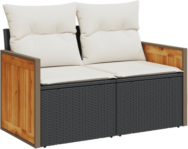 vidaXL 8-tlg. Garten-Sofagarnitur mit Kissen Schwarz Poly Rattan 3260327 Bild 7