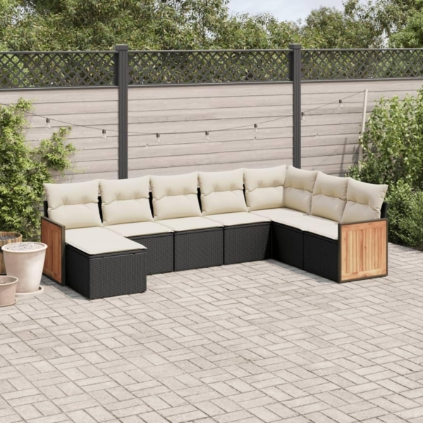 vidaXL 8-tlg. Garten-Sofagarnitur mit Kissen Schwarz Poly Rattan 3260327 Bild 2