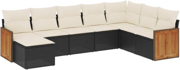 vidaXL 8-tlg. Garten-Sofagarnitur mit Kissen Schwarz Poly Rattan 3260327 Bild 1