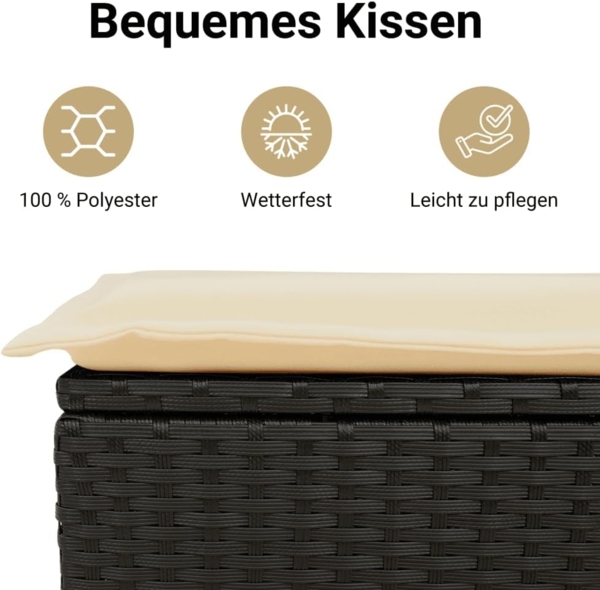 vidaXL 8-tlg. Garten-Sofagarnitur mit Kissen Schwarz Poly Rattan 3260327 Bild 5