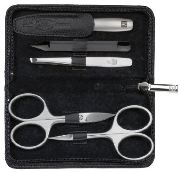 Zwilling Premium Nagelpflege-Set schwarz 5-tlg. Echtleder-Etui mit Metallrahmen