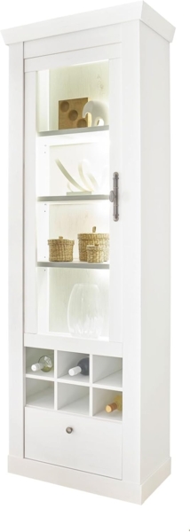 Vitrine Fiastra in weiß Pinie Landhaus 70 x 201 cm