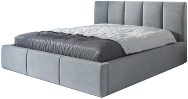 Polsterbett KENET 120x200 mit Matratze, Bettkasten und Lattenrost. Farbe: Silber 15