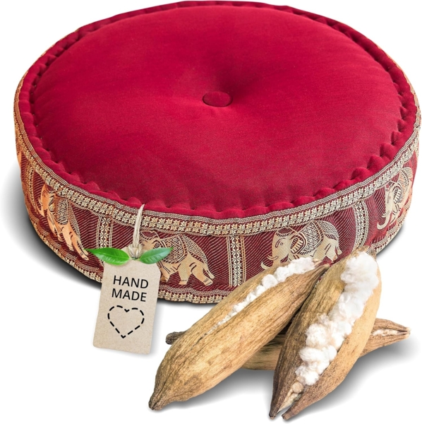 livasia Meditationskissen Zafukissen groß (Deluxe) vegan und handgefertigt, 44x15cm, Kapok