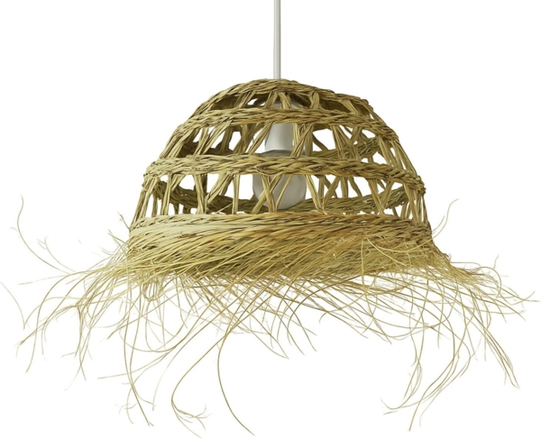 Marrakesch Orient & Mediterran Interior Pendelleuchte Pendelleuchte Baracoa, Boho Hängelampe aus Doumpalmenblatt Stroh 45cm, Handarbeit