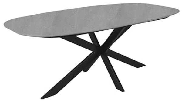 byLIVING Esstisch Oval, in Bootsform, Tischplatte in Naturstein-Optik grau, Breite 200 cm