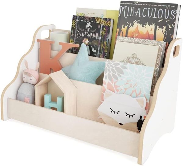 MAMOI® Bücherregal für Kinder, Bücherkiste für kinderzimmer, Book Shelf, Buchregal, Wandregal kinderregal, Kinderbücherregal, Bücherbank aus Holz, Kindermöbel für kleines Kind Montessori